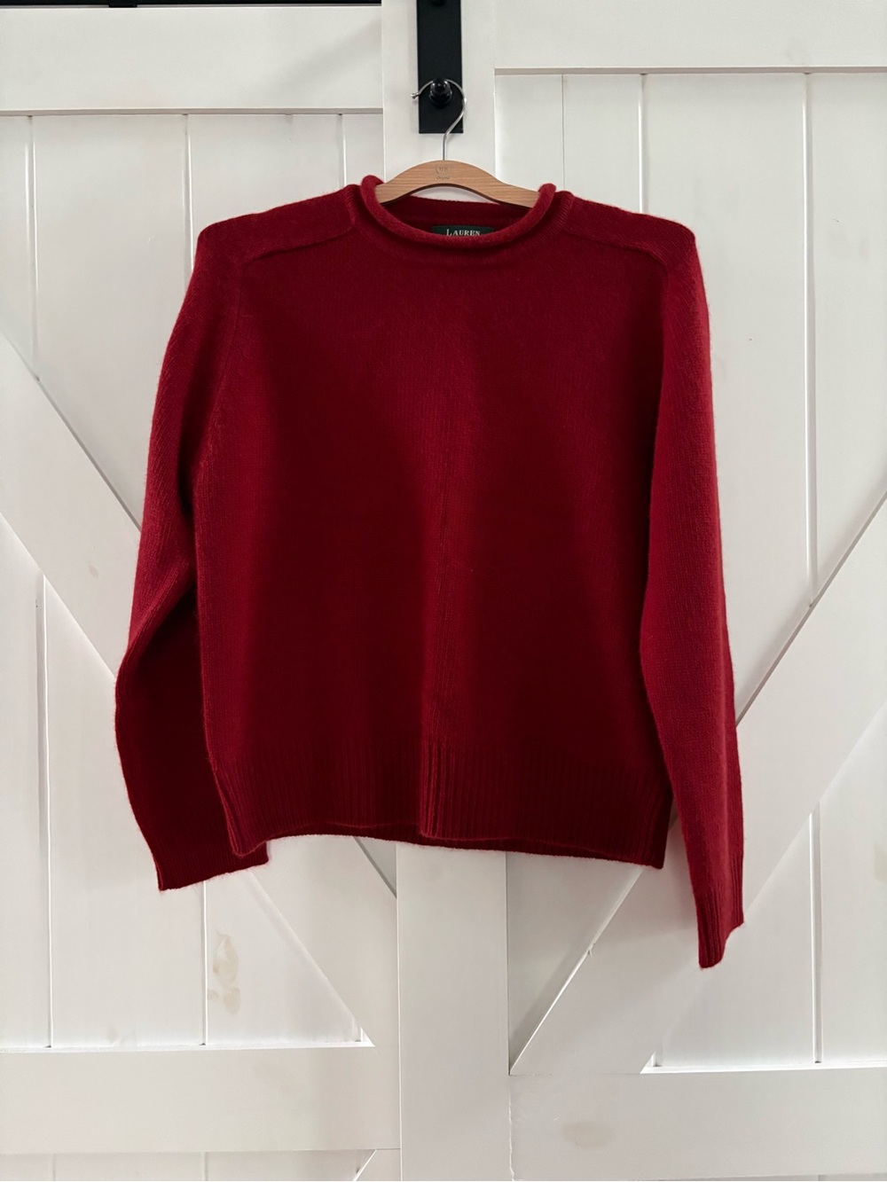 Lauren Ralph Lauren Petite Red Merino Wool Cashmere Angora Mock Neck Sweater